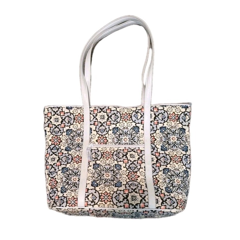 Vera Bradley Large Lisbon Medallion Cool Trimmed LargeTote Bag Travel Pastel